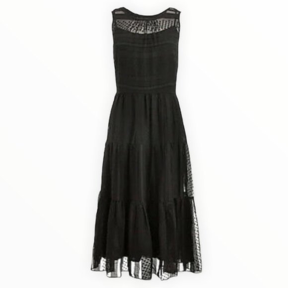 J. Crew Tiered Midi Dress in Striped Clip Dot - Picture 1 of 6